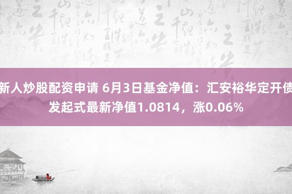 新人炒股配资申请 6月3日基金净值：汇安裕华定开债发起式最新净值1.0814，涨0.06%